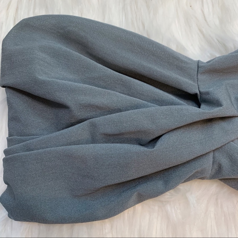 Nwt! Tart Noir Gray Ruched Bandeau Bra, S. - Picture 2 of 5